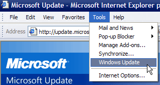 Windows Update     Internet Explorer