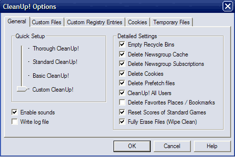 CleanUp! Options